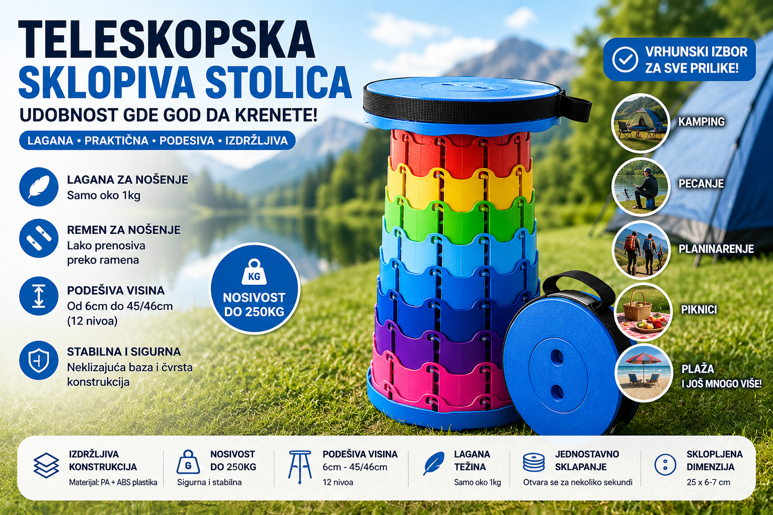 Teleskopska Sklopiva Stolica